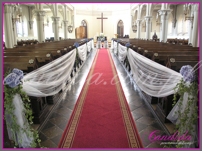 dekoracja ślubna kościoła, dekoracja ślubna nawy głównej