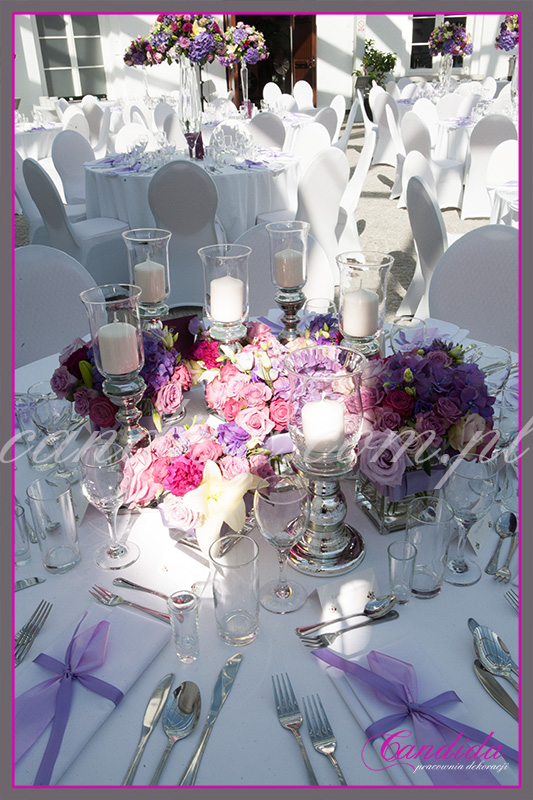dekoracje weselne w Fort Sokolnickiego, Candida pracownia dekoracji Grażyna Góska tel. +48504055969 candida@candida.com.pl