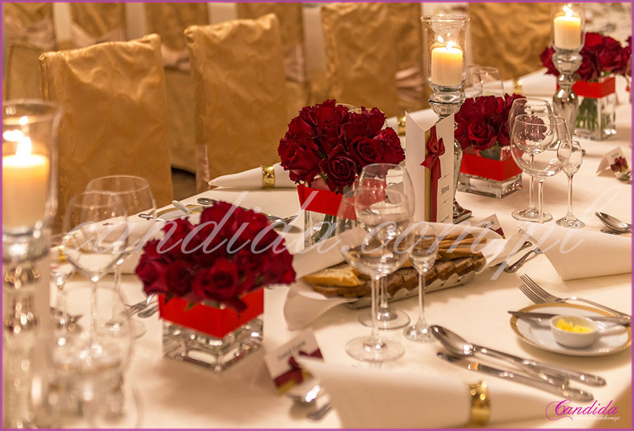 dekoracje weselne w restauracji Pod Gigantami dekoracja weselna stołu Młodej Pary